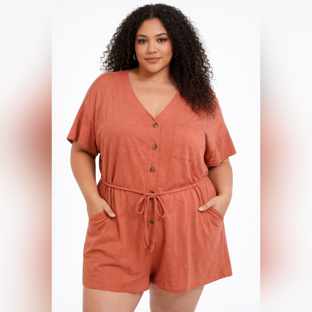 Old Navy Coral Button-Down Romper SIZE 4XL NWT